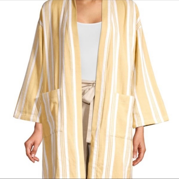 EILEEN FISHER Organic-Cotton Striped Kimono Jacket. Size OS - Picture 6 of 12